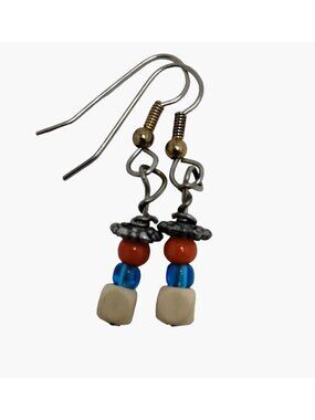 Earrings Red White Blue Patriotic Hook Drop Dangle Small